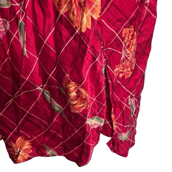 Victoria’s Secret Vintage 90’s Red Floral Print 100% Silk Chemise Slip Dress - Picture 4 of 7